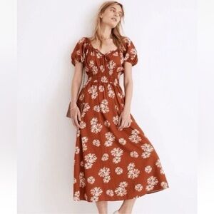 Barely Worn Madewell Sophia Linen-Blend Midi Floral Dress